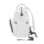 Sleep Aura Luxe - Multifunctional Diaper Backpack — White Baby Travel Bag with ‘Sleep’ Logo