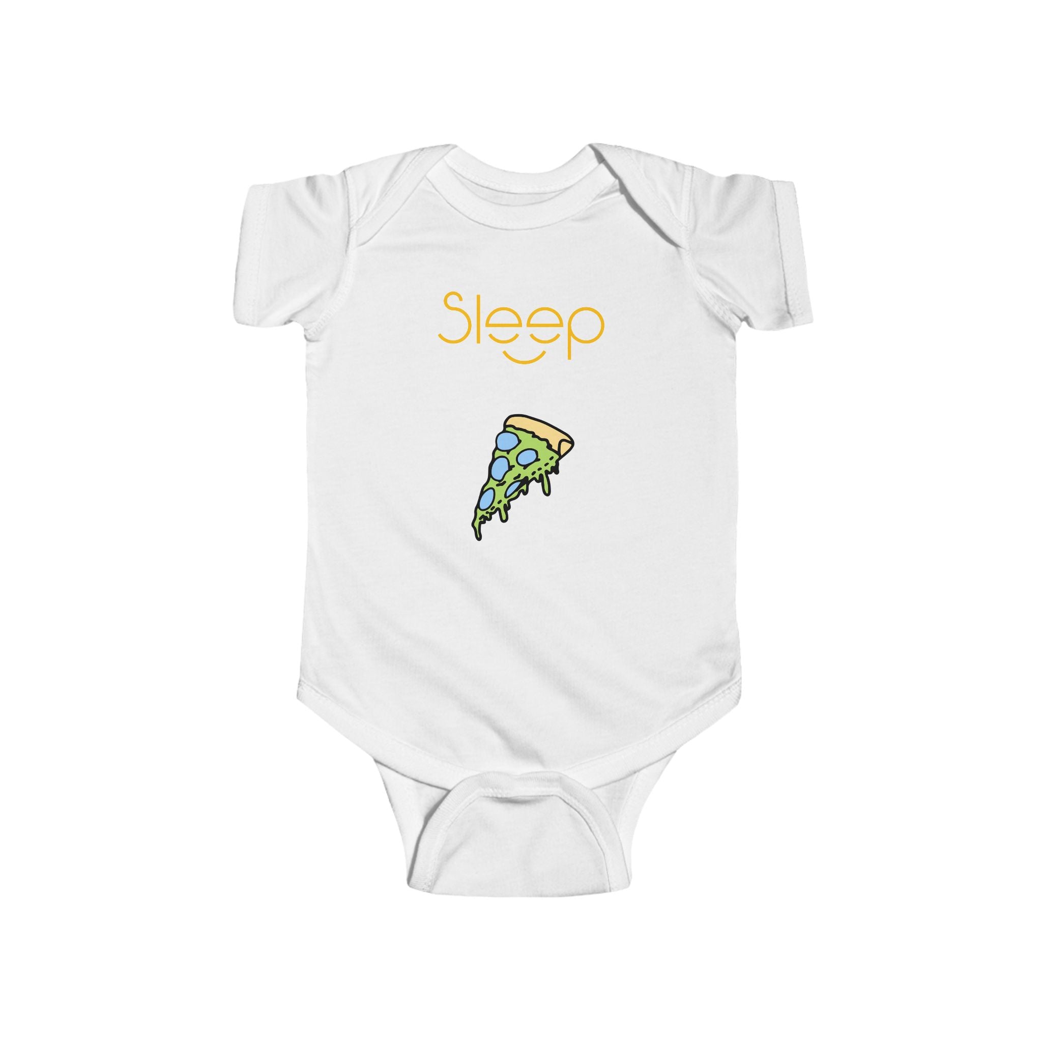 Sleep Pizza Infant Bodysuit - Cute Baby Onesie with Pizza Slice Graphic