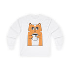 Pet Lover Coffee Tee — Cute Paw & Coffee Design Long Sleeve