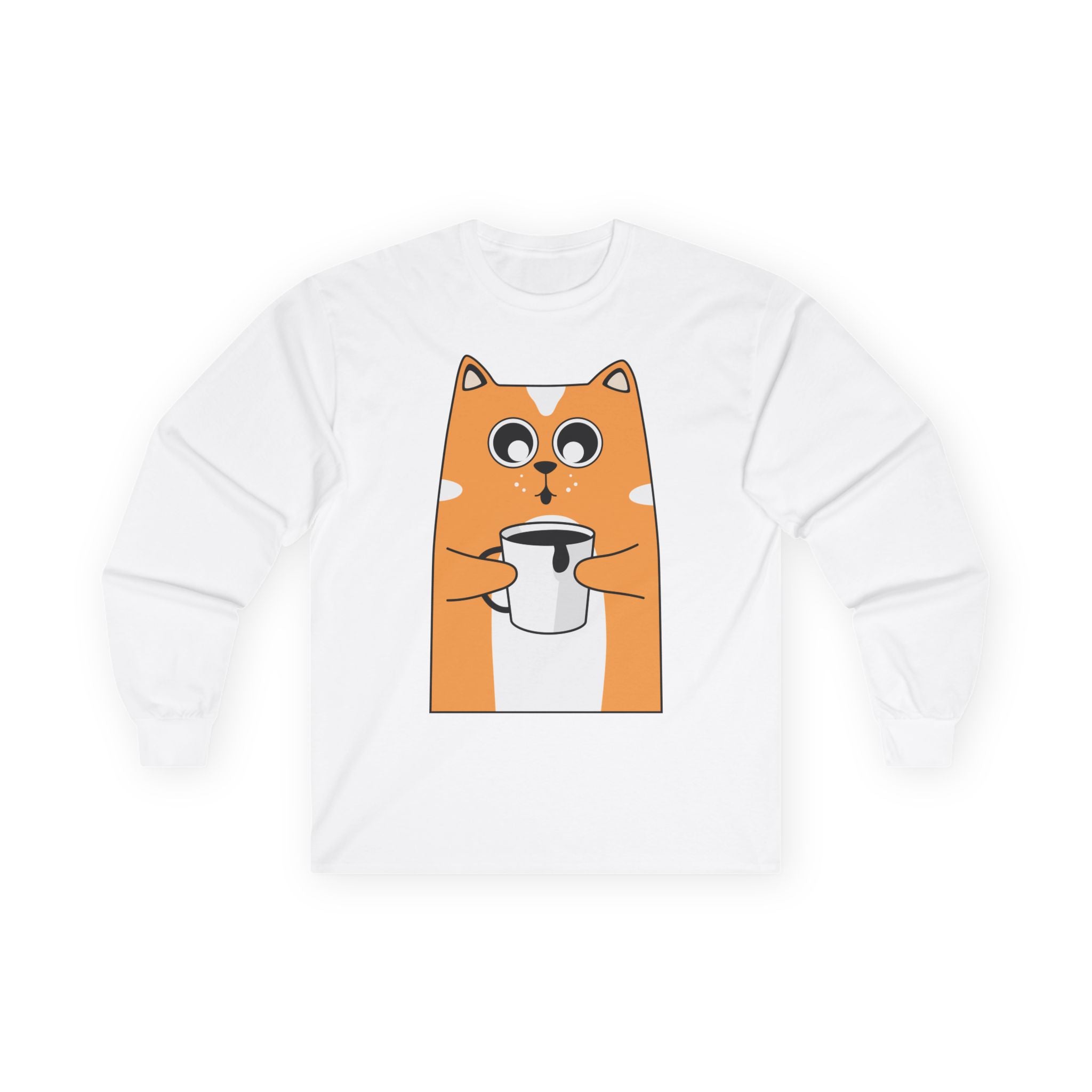Pet Lover Coffee Tee — Cute Paw & Coffee Design Long Sleeve