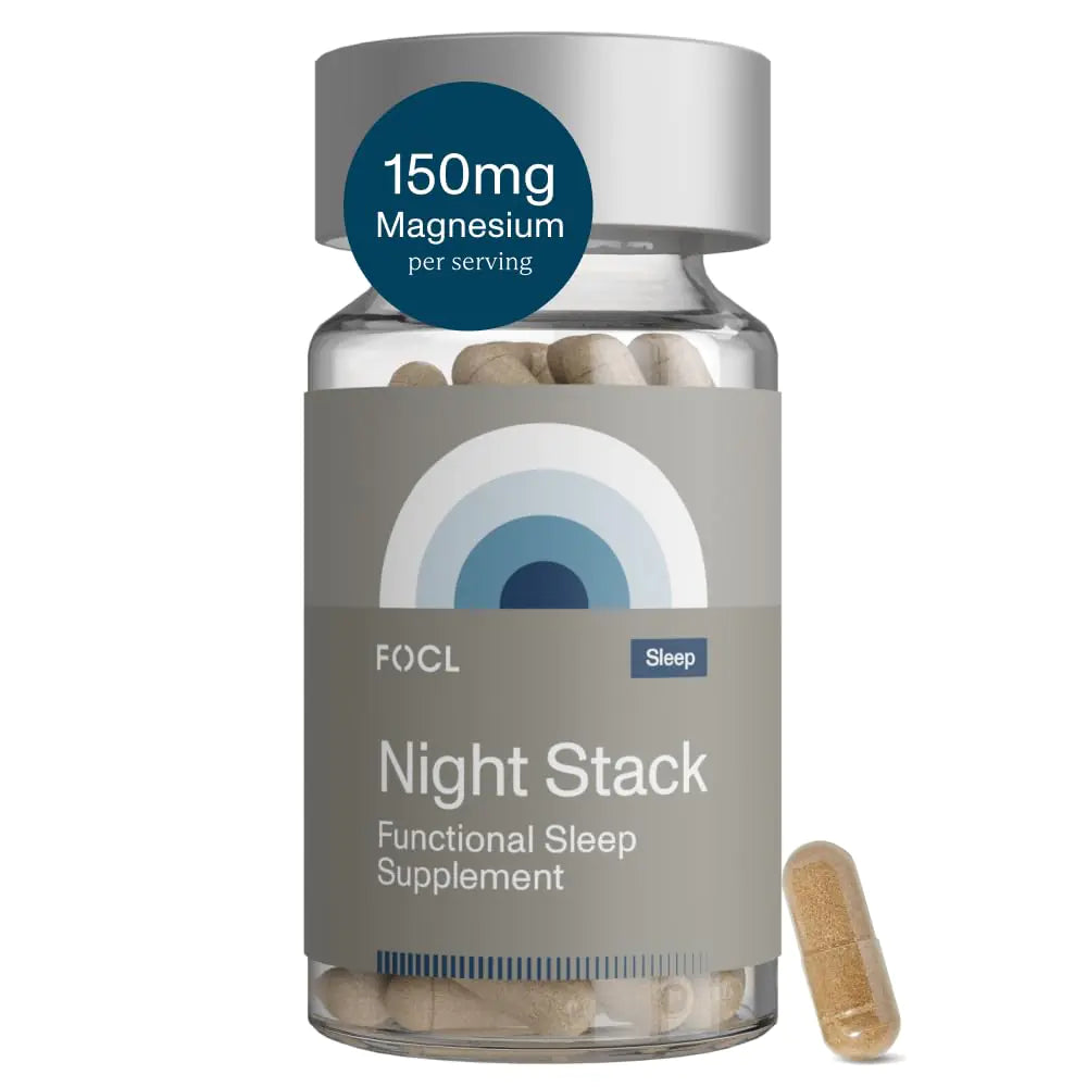 FOCL Restful Night Magnesium Sleep Supplement bottle with capsules for promoting restful sleep.