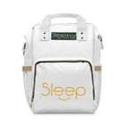 Sleep Aura Luxe - Multifunctional Diaper Backpack — White Baby Travel Bag with ‘Sleep’ Logo