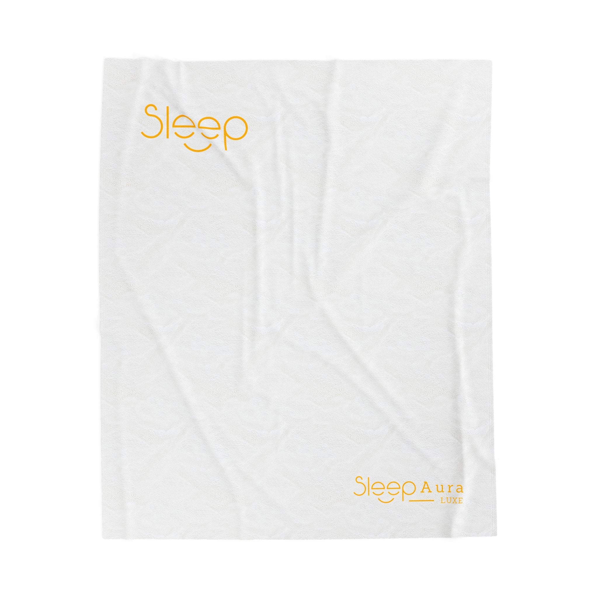 Sleep Aura Velveteen Plush Blanket — Soft White Sleep Logo Throw