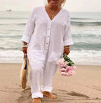 WOLFF Women's Summer Cotton-Linen Jumpsuit (One Piece)