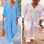 WOLFF Women's Summer Cotton-Linen Jumpsuit (One Piece)