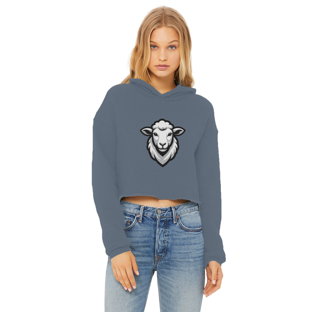 Ladies Cropped Raw Edge Hoodie